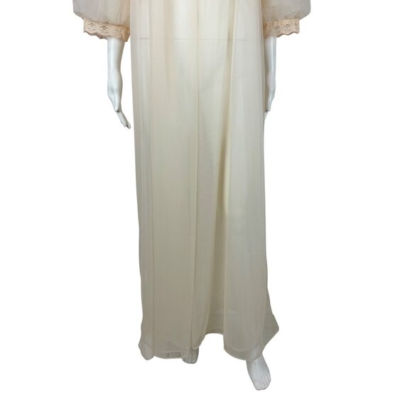 Vintage 80s Sheer Peignoir Women's Large Cream Chiffon Robe Deadstock JCPenney - Picture 6 of 11